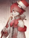  1boy angel31424 boots fukase hat pale_skin point_(vocaloid) red_eyes red_sclera redhead smile solo top_hat vocaloid 