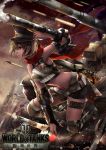  1girl armor bare_shoulders boots brown_hair cannon chinese cowter creamsea firing green_eyes ground_vehicle hat military military_vehicle motor_vehicle profile scarf shorts smoke solo tank tank_shell thigh_strap vambraces world_of_tanks 