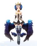  1girl bare_shoulders gwendolyn highres looking_at_viewer odin_sphere ryogo short_hair simple_background solo white_background wings 