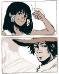  1girl 2boys child comic cowboy_hat dark_skin hat looking_at_another mccree_(overwatch) monochrome multiple_boys overwatch papabay pharah_(overwatch) reaper_(overwatch) sepia silent_comic smile teenage younger 