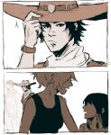  2boys 2girls bandana beanie child comic commentary cowboy_hat hat mccree_(overwatch) mercy_(overwatch) monochrome multiple_boys multiple_girls overwatch papabay pharah_(overwatch) ponytail reaper_(overwatch) sepia silent_comic tank_top teenage younger 
