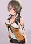  1girl bare_shoulders belt blush breasts brown_eyes brown_hair fatal_frame fatal_frame_5 kozukata_yuuri long_hair looking_at_viewer open_mouth parted_lips see-through shorts solo tanaka_shoutarou wet wet_clothes 