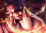  1girl breasts long_hair medium_breasts pointy_ears puzzle_&amp;_dragons redhead revision scarlet_(p&amp;d) solo thigh-highs wada_masanori 