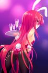  1girl animal_ears ass bunny_tail bunnysuit cup detached_collar drinking_glass from_behind highres long_hair ohlia pantyhose rabbit_ears red_eyes redhead shakugan_no_shana shana solo tail tray wine_glass wrist_cuffs 