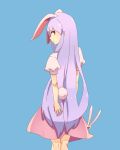  &gt;:( 1girl animal_ears bunny_tail extra_ears from_behind frown kneepits long_hair looking_at_viewer looking_back lunatic_gun purple_hair rabbit_ears reisen_udongein_inaba skirt solo tail touhou usuaji 