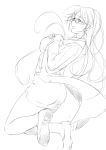  1girl glasses greyscale highres long_hair monochrome niwatazumi original simple_background sketch solo white_background 