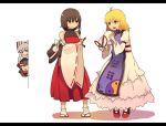  4girls blonde_hair brown_hair commentary_request cosplay fujiwara_no_mokou glasses hakurei_reimu hakurei_reimu_(cosplay) maribel_hearn multiple_girls opaque_glasses purple_hair red_eyes touhou usami_renko usami_sumireko usuaji white_hair yakumo_yukari yakumo_yukari_(cosplay) 