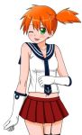  agano_(kantai_collection) agano_(kantai_collection)_(cosplay) cosplay crossover gloves green_eyes hasemi_shiruku kantai_collection kasumi_(pokemon) one_eye_closed orange_eyes pokemon pokemon_(anime) side_ponytail 