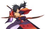  1boy absurdres black_hair hair_over_one_eye highres japanese_clothes long_hair official_art rokurou_rangetsu simple_background solo sword tales_of_(series) tales_of_berseria weapon white_background yellow_eyes 