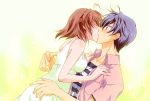  1girl clannad couple furukawa_nagisa husband_and_wife kiss okazaki_tomoya yuzuki_kisa 