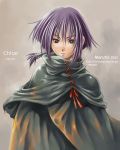  cloak green_eyes hair_tubes maruto maruto! noir ponytail purple_hair 