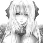  archbishop_(ro) bad_id breasts huge_breasts juri_(shiningred) jyuri_(artist) lipstick long_hair monochrome ragnarok_online ribbon smile twintails water 