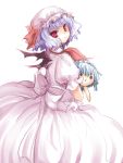  bat_wings character_doll doll hat izayoi_sakuya red_eyes remilia_scarlet rie_(artist) rie_(reverie) rough short_hair simple_background touhou wings 