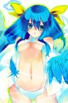  blue_hair breasts dizzy guilty_gear highres huge_breasts large_breasts midriff ribbon under_boob underboob wings 