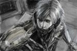  grey_hair male metal_gear_solid monochrome raiden 