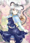  bad_id basket grey_hair jewelry mouse mouse_ears mouse_tail nazrin pendant red_eyes short_hair tail touhou wink yuko_(artist) yuuyuu_(yuko) 