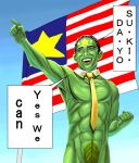  america american_flag barack_obama commentary english fig_leaf flag green_skin male masao masao_(character) necktie politician romaji smile what 