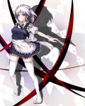  braid hairband izayoi_sakuya knife short_hair silver_hair thigh-highs thighhighs touhou twin_braids wikumi zettai_ryouiki 