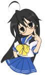  black_hair glasses izumi_konata kurokona long_hair lucky_star school_uniform schoolgirl 