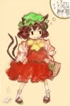  animal_ears bad_id brown_hair cat_ears cat_tail chen hat multi_tail multiple_tails short_hair tail touhou 