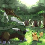  as forest nature no_humans pikachu pokemon pokemon_(creature) torterra 