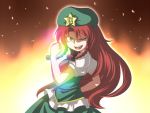  1girl blue_eyes braid china_dress chinadress chinese_clothes ex-meiling face harusame_(unmei_no_ikasumi) hat hong_meiling long_hair red_hair redhead solo touhou twin_braids 