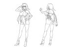  1girl annerose_vajra breasts concept_art hand_on_hip high_heels koutetsu_no_majo_annerose large_breasts lilith-soft lineart long_hair multiple_views pointy_ears smile turnaround 