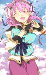  artist_request closed_eyes flower milfeulle_sakuraba military_uniform open_mouth pink_hair tagme 