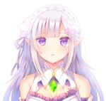  blush crying dress emilia_(re:zero) long_hair purple_eyes re:zero_kara_hajimeru_isekai_seikatsu violet_hair 