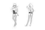  1girl annerose_vajra bodysuit concept_art koutetsu_no_majo_annerose lilith-soft lineart long_hair multiple_views pointy_ears turnaround white_background 