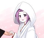  blush holding_hands hood japanese_clothes jun&#039;you_(kantai_collection) kantai_collection kimono kuromitu_(kageneko) purple_hair smile solo solo_focus uchikake violet_eyes wedding 