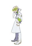  1boy absurdres arm_behind_back blonde_hair blue_eyes commentary facial_hair full_body goatee grin highres looking_at_viewer male_focus official_art pokemon pokemon_(game) pokemon_sm smile solo zaoboo_(pokemon) 