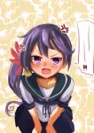  1girl absurdres akebono_(kantai_collection) anger_vein angry bell blush flower hair_bell hair_flower hair_ornament highres kantai_collection long_hair looking_at_viewer open_mouth purple_hair school_uniform serafuku short_sleeves side_ponytail sketch solo tears very_long_hair violet_eyes yankee41 