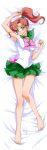  1girl barefoot bishoujo_senshi_sailor_moon choker circlet dakimakura drachea_rannak full_body green_eyes hair_bobbles hair_ornament high_ponytail kino_makoto light_brown_hair miniskirt open_mouth ribbon sailor_collar sailor_jupiter sidelocks skirt solo watermark 