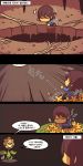  /\/\/\ 4koma =_= androgynous brown_hair closed_eyes comic crossover falling flower frisk_(undertale) highres hole korean partially_translated plant pokemon pokemon_(creature) rubbing_neck shirt ssalbulre striped striped_shirt sunflora sweatdrop translation_request tripping undertale vines walking 
