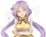  1girl breasts dress holding_stomach long_hair long_sleeves low_twintails medium_breasts pain purple_hair stomach_ache stomachache tears touhou tsukumo_benben twintails upper_body utopia wince yellow_eyes 