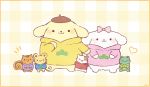  &gt;_&lt; :3 ayu_(mog) bagel_(sanrio) blush bow character closed_eyes dog frog hair_bow hamster hand_up heart hood hoodie looking_at_viewer macaroon_(sanrio) matsuno_choromatsu matsuno_choromatsu_(cosplay) matsuno_ichimatsu matsuno_ichimatsu_(cosplay) matsuno_juushimatsu matsuno_juushimatsu_(cosplay) matsuno_karamatsu matsuno_karamatsu_(cosplay) matsuno_osomatsu matsuno_osomatsu_(cosplay) matsuno_todomatsu matsuno_todomatsu_(cosplay) mint_(sanrio) mouse muffin_(sanrio) no_humans open_mouth osomatsu-san plaid plaid_background pompompurin sanrio scone_(sanrio) smile solid_circle_eyes squirrel standing sweater 
