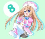  1girl 8 blue_eyes blush brown_hair long_hair looking_at_viewer neptune_(series) number open_mouth pantyhose ram_(choujigen_game_neptune) smile solo taka_(suigendou) 