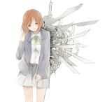  1girl brown_hair c4991 chise_(saishuu_heiki_kanojo) hair_ornament hairclip mechanical_wings saishuu_heiki_kanojo school_uniform short_hair solo wings 