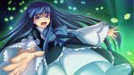 1girl angry artist_request bangs blue_hair blunt_bangs bow dress eyes frederica_bernkastel frills game_cg highres lolita_fashion long_hair looking_at_viewer official_art open_mouth slit_pupils solo spoilers umineko_no_naku_koro_ni 