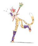  1girl animal_ears ass breath_of_fire breath_of_fire_ii cat_ears cat_tail facial_mark furry heart no_pants orange_hair pointy_ears redhead rinpoo_chuan scribblehatch short_hair smile solo staff tail 