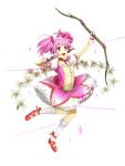  1girl bow_(weapon) highres kaname_madoka magical_girl mahou_shoujo_madoka_magica mahou_shoujo_madoka_magica_movie niboshi514 pink_eyes pink_hair solo weapon 
