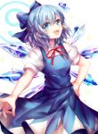  (9) 1girl blue_dress blue_eyes blue_hair bow cirno dress fairy_wings hair_bow ice ice_wings open_mouth puffy_short_sleeves puffy_sleeves red_ribbon ribbon short_hair short_sleeves sketch solo touhou wings yuli_(yulipo) 