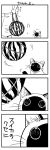  4koma cat collar comic food fruit greyscale highres monochrome net original siamese_cat translated watermelon yamano_rinrin 