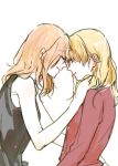  2girls bare_shoulders blonde_hair closed_eyes darjeeling finger_to_another&#039;s_mouth girls_und_panzer kay_(girls_und_panzer) multiple_girls nkktmrrr smile yuri 