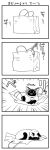  4koma :3 bag cat collar comic covering_face greyscale highres monochrome no_humans original paper_bag siamese_cat translated yamano_rinrin 
