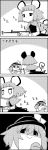  2girls 4koma animal_ears basket bow capelet comic commentary commentary_request dowsing_rod greyscale hat hat_bow highres jitome komeiji_koishi looking_at_another monochrome mouse_ears mouse_tail multiple_girls nazrin shaded_face shoujo_kitou-chuu smile tail tani_takeshi third_eye touhou translated yukkuri_shiteitte_ne 