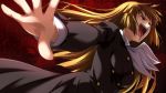  1girl artist_request bangs blunt_bangs brown_eyes brown_hair coat cravat crying game_cg hime_cut long_hair official_art open_mouth ougon_musou_kyoku outstretched_arm outstretched_hand smile solo spoilers umineko_no_naku_koro_ni ushiromiya_rosa 