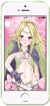  1girl absurdres ahoge belt blush bow cellphone fire_emblem fire_emblem:_kakusei flat_chest gloves green_hair heart heart_background highres nowi_(fire_emblem) phone pointy_ears shorts violet_eyes yyillust 