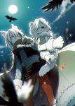  1boy 1girl animal_ears bear_ears black_sclera blood blood_on_face braid cape claws fur fur_collar gloves hair_over_one_eye ice_scream long_hair rocma_(ice_scream) shirogane_(ice_scream) short_hair tail twin_braids vest white_hair white_skin wolf_ears 